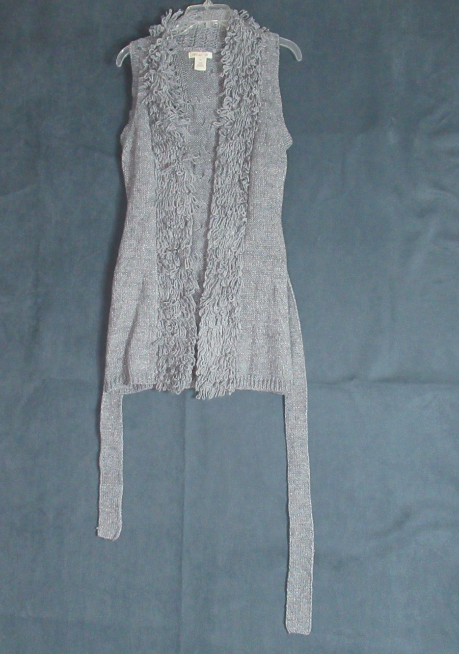 Arden B Cardigan Womens M/L Gray Chunky Fringe Trim Weave Wool Blend Sweater